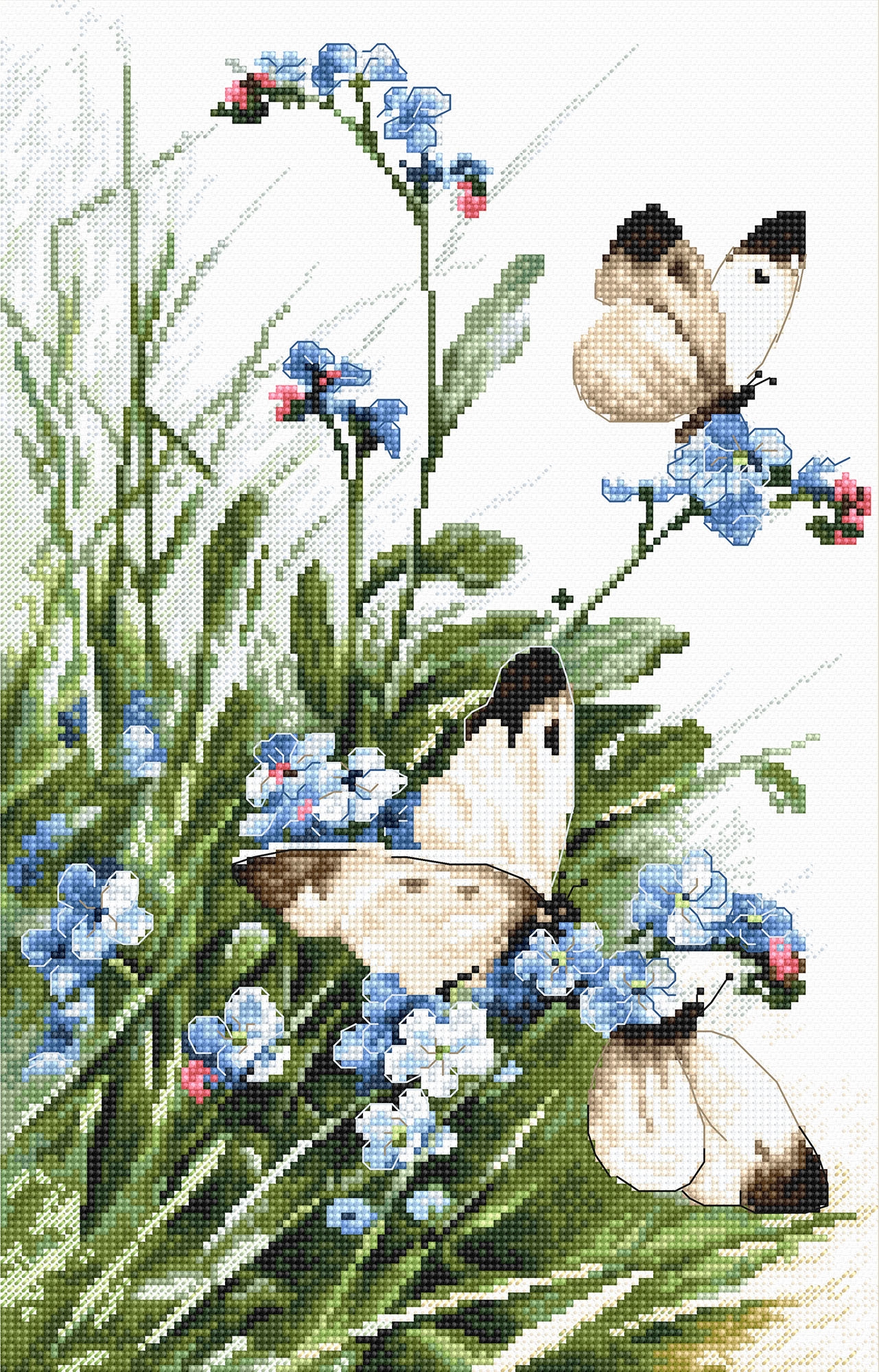 LETI939 Бабочки и цветы (Butterflies and bluebird flowers)