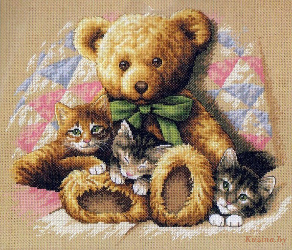 35236 Мишка и котята (Teddy and Kittens). Фото N2