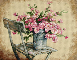 35187 Розы на белом стуле (Roses on white chair)