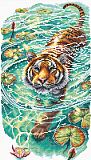 P014 Tiger of the Turquoise Lotus Pond (AVA Stitch)